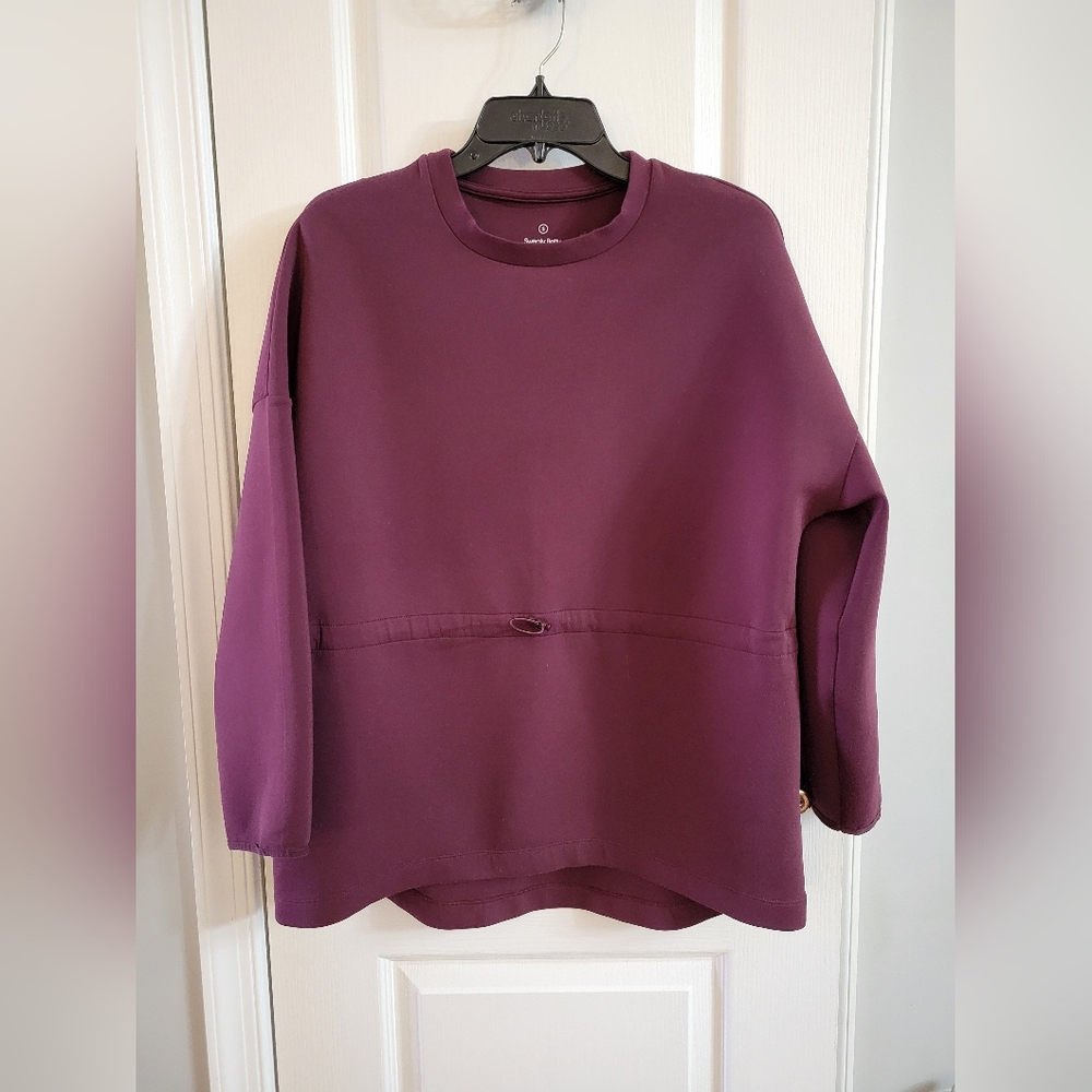 Sweaty Betty After Class Scuba Sweatshirt Pullover Purple Plum Small Cinch Waist